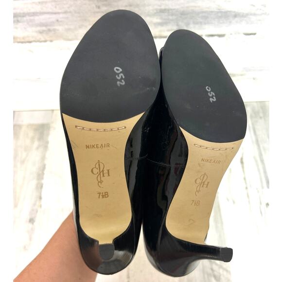Cole Haan Women’s 7.5 Black Patent Leather Peep Toe Pumps Work Heels NEW - Picture 5 of 8